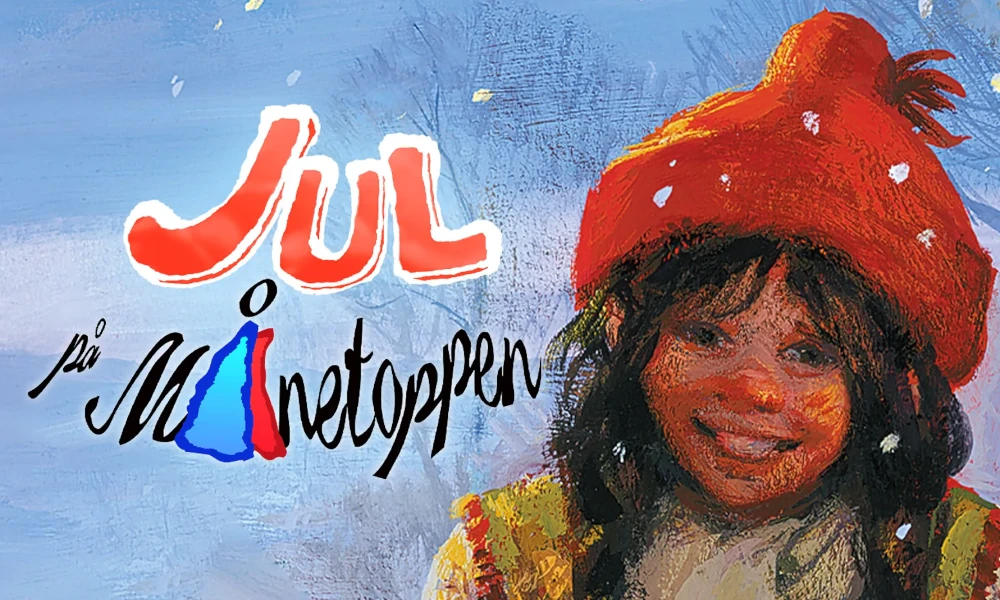 Figur fra Jul på Månetoppen i et vinterlig julelandskap.