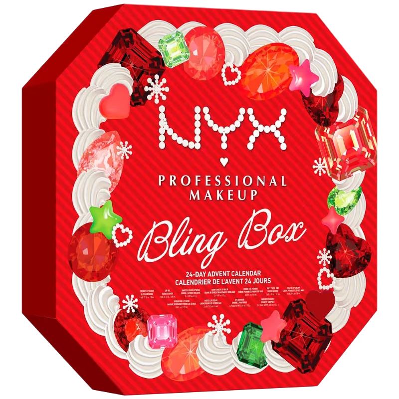 NYX Bling Box julekalender 2026 med 24 full-size sminkeprodukter